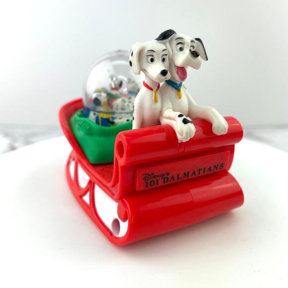 McDonalds Disney 101 Dalmatians Snow Dome Dog Sledding Collectible Figurine 1996 - Picture 2 of 16